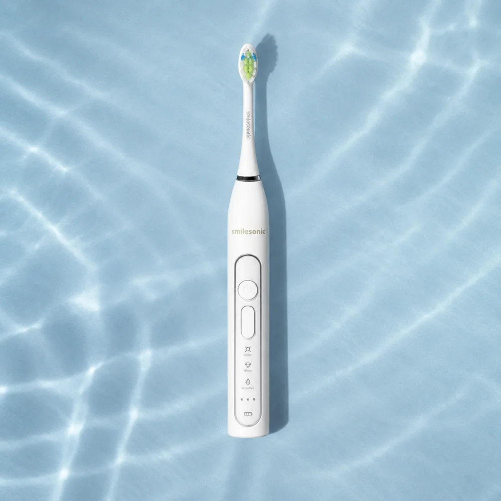 Smilesonic toothbrush UP in light reflected by water